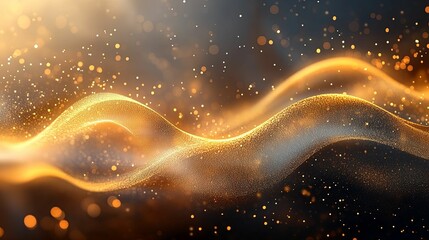 Abstract Golden Wave with Sparkling Lights