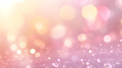 Obraz premium Abstract Blurred Background with Sparkling Glitter, Pink and Yellow Colors, Soft Bokeh Lights, Festive and Elegant