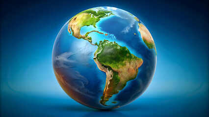 Fototapeta premium Earth globe showing South America view, Earth, globe,, South America, continent, planet, global, geography, map