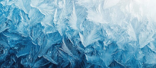 Obraz premium Frosted Ice Patterns On Glass Surface Nature Winter Background