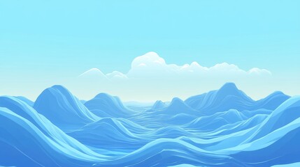 Blue Dreamy Infinite Virtual Reality Landscape With Waves And Azure Ocean In A Cyber Futuristic World