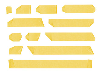 Collection of adhesive tape pieces on transparent background	