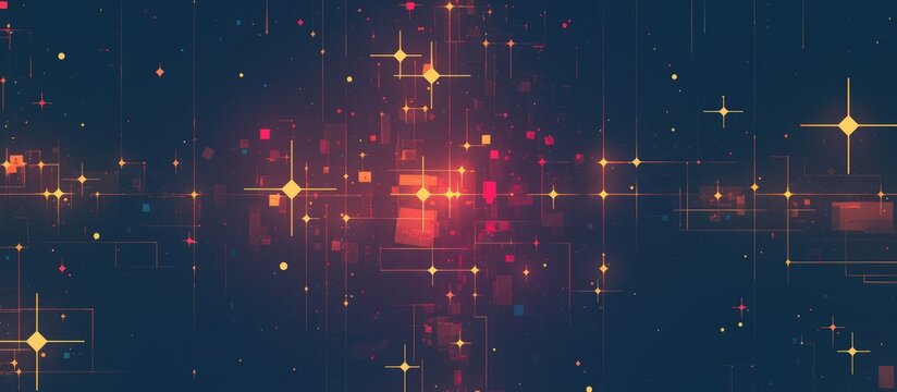 Data Grid With Illuminated Cells On Dark Background