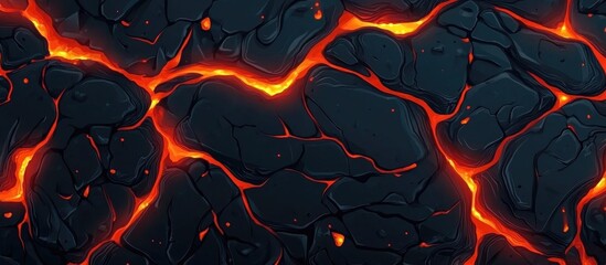 Molten Lava Stone With Fiery Dark Red Texture Flowing Magma With Cracks And Light On Black Background Natural Magma Stone For Background Pop Art Illustration Of Heat Lava Magma Texture