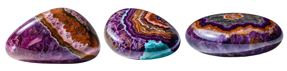 Colorful stone set isolated with white and transparent background