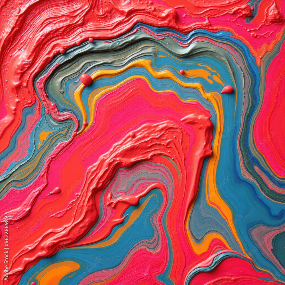 Aufkleber relief strokes of bright paint in red-blue and orange hues create an abstract composition with a sen