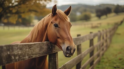 Fototapeta premium Horse Looking Over a Fence