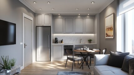 Modern Open Concept Kitchen and Living Room