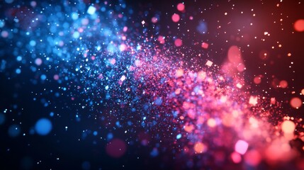 Abstract Blurred Background with Blue and Pink Glitter Particles