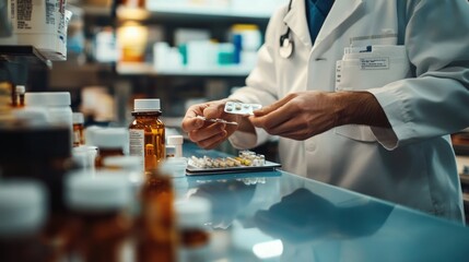 Pharmacist Counting Pills in Pharmacy