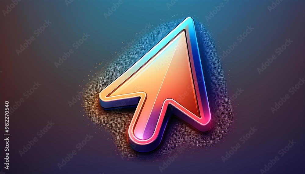 Poster a colorful, stylized cursor icon set against a gradient background, representing digital navigation 