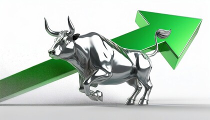 Obraz premium Silver bull and green arrow