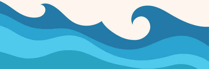 Abstract blue illustration on white background. Vector pattern. Art line ornament. Water Wave Logo abstract design