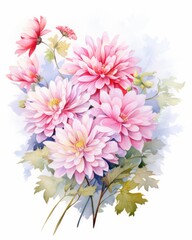 Obraz premium Bouquet of autumn asters watercolor style. Botanical illustration