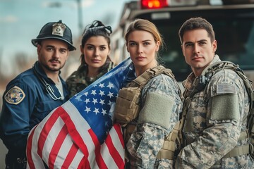 United in service: Heroes of America standing proud together