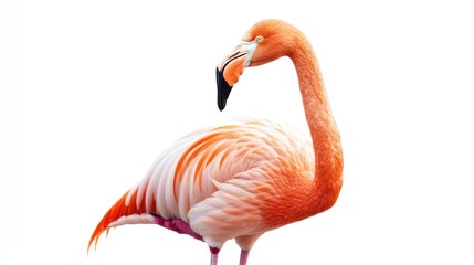Obraz premium Pink Flamingo on White Background