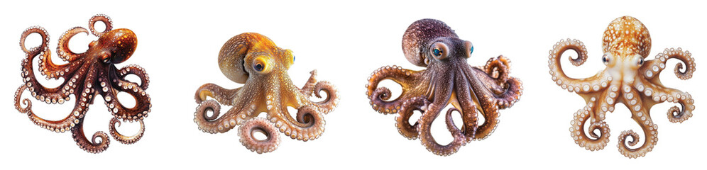 Obraz premium Colorful octopuses displaying their beauty in ocean waters Transparent Background.