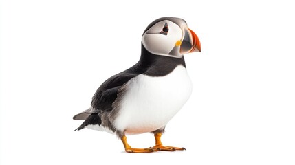 Obraz premium Atlantic Puffin with a White Background