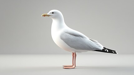 White Seagull Standing on a Plain Background