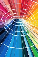 Obraz premium A colorful palette of paint with a rainbow of colors. The palette is circular and has a spiral design. The colors are vibrant and eye-catching, and the design is playful and fun