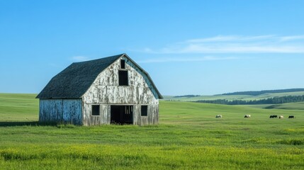 Obraz premium Rustic Barn in a Vast Meadow