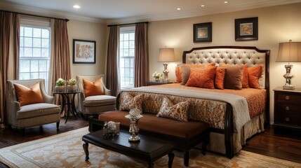 Elegant Master Bedroom with Warm Colors