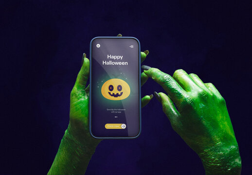 Halloween Witch & Phone Mockup