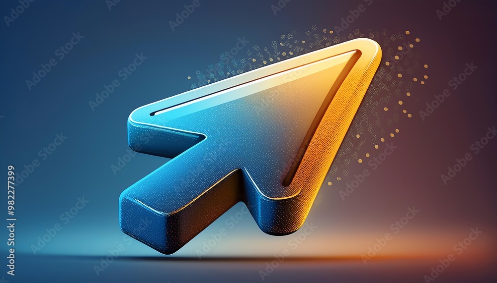 Poster a stylized cursor icon in gradient colors, symbolizing digital navigation and interactivity on a tec