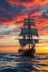 Fototapeta premium sailboat at sunset