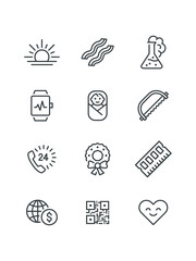 Coffee bag beans, Golf club ball sport, Hat cowboy sheriff, set of icons for web design, vector illustration