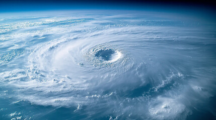 Hurricane visible above the Earth. A view from the satellite, image of a tropical storm