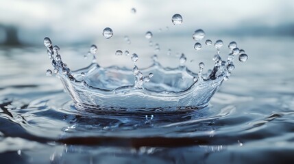 Water Droplet Splashing and Creating a Crown-Like Formation