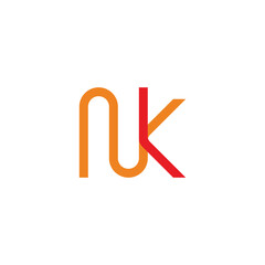letter nk linked loop curve lines colorful logo vector