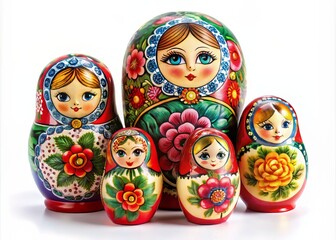 Fototapeta premium The traditional Russian nesting doll features intricate hand-painted designs on its multiple layers, showcasing vibrant