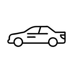 Fototapeta premium Outlined sedan car icon, black and white, vehicle illustration