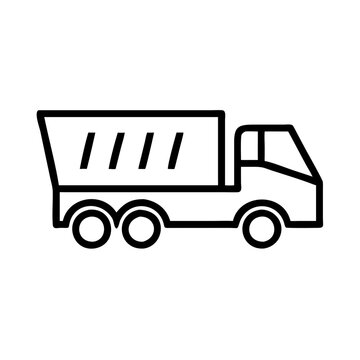 recommend clip art: Minimal dump truck icon, line art, industrial vehicle concept