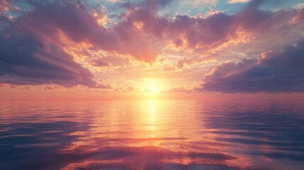 A Vibrant Sunset Reflecting on a Calm Sea
