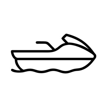 recommend clip art: Minimalist Black Line Jet Ski Icon in Water Sports Concept