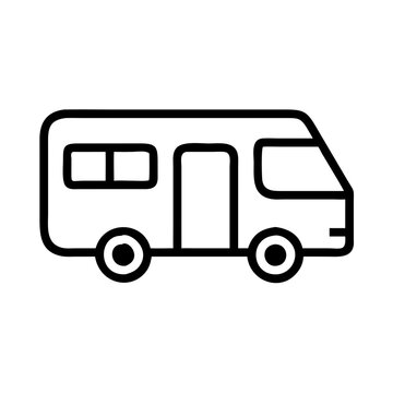 recommend clip art: Minimalist Black Line Camper Van Icon in Travel and Adventure Concept