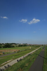 二子玉川駅周辺にある多摩川の河川敷にあるグランドの風景