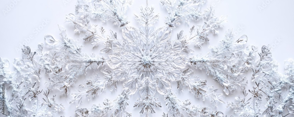 Aufkleber Intricate snowflake design against a light background, showcasing delicate patterns and textures of winter's beauty.
