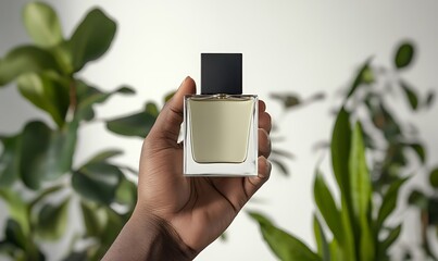 Perfume bottle held in hand