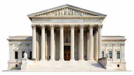 Fototapeta premium Supreme Court Building isolated on white background, Supreme Court, government, justice, law, architecture