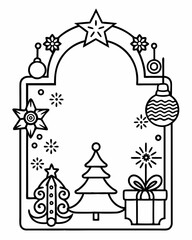 outline Christmas theme border frame