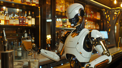 The robot, the android, is ready to perform work functions. AI Generated