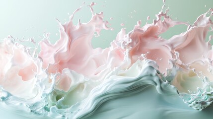Abstract Splash of Pink, White, and Blue Liquid