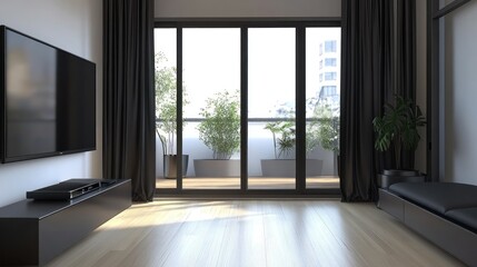 Fototapeta premium Modern Living Room with Balcony View