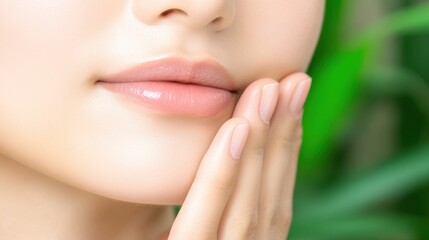 Obraz premium A close up of a woman with her hands on the side of her face, AI