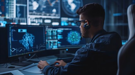 Fototapeta premium Cybersecurity Expert Conducting Test to Evaluate Network Security