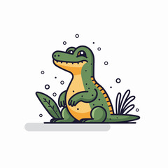 Naklejka premium Alligator hand-drawn kids comic illustration. Cute vector doodle style cartoon illustration